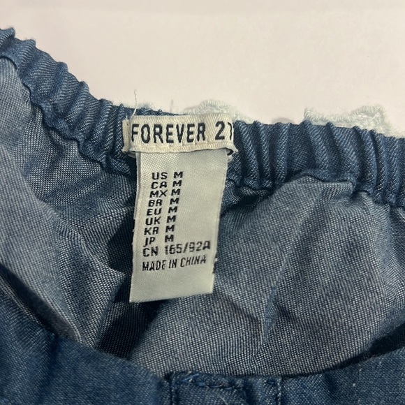Forever 21 Cropped Blue Jean Top - Picture 2 of 2